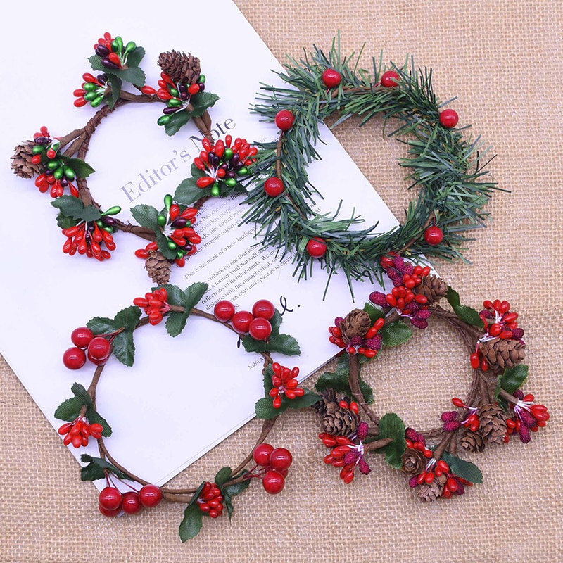1pc 7/9cm rot Beere murmeln Kranz Kleine Künstliche Pflanze Blume Girlande Weihnachten Dekoration Für Heimat DIY hochzeit Party Dekor
