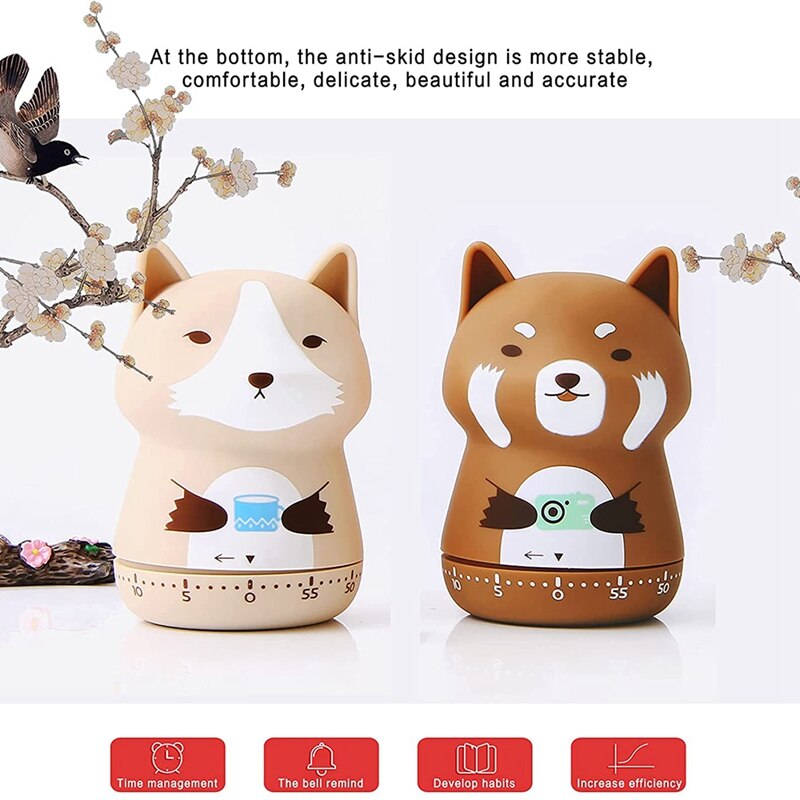 2 Pack Leuke Keuken Timer, Mechanische Timer Voor Kinderen, 60 Minuut Dier Timer Voor Koken/Lezen/Doen Sport
