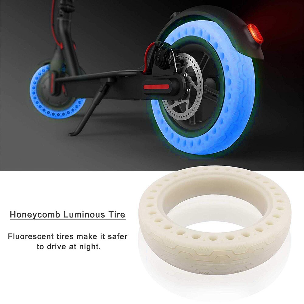 2 stk fluorescerende dæk honeycomb gummi solid lysende dæk slangeløst dæk til xiaomi mijia m365 elektrisk scooter støddæmper