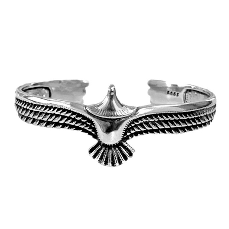 Sole Memory-Pulseras ajustables para hombre y mujer, de plumas de águila Retro, Plata tailandesa, Color plateado, SBR250: Silver