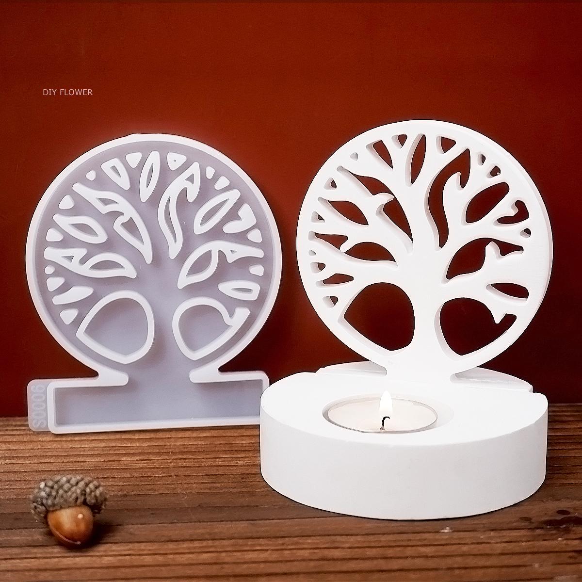 Portavelas de árbol de la vida, molde de silicona DIY hecho a mano, , ramita de árbol, candelabro, molde de yeso, artesanales de fundición, decoración del hogar