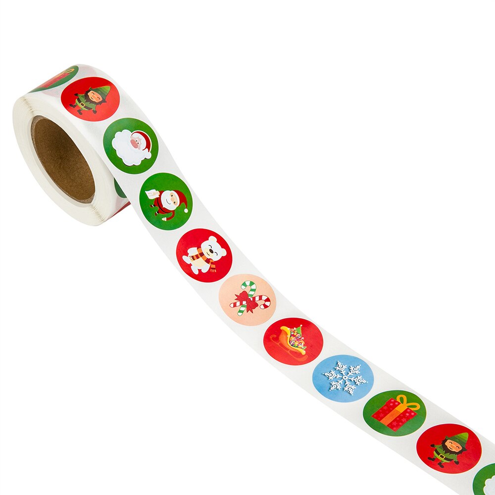 1 rol rond 13 ontwerpen vrolijke kerststickers bedankt stickers sluitlabels voor enveloppen kaarten verpakking scrapbooking: B