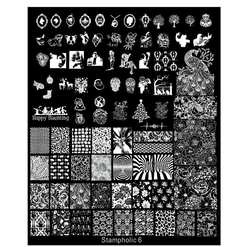 Imágenes de uñas estampadas de tamaño grande, placa de imágenes para elegir diseños, plantillas de belleza para uñas, discos para uñas