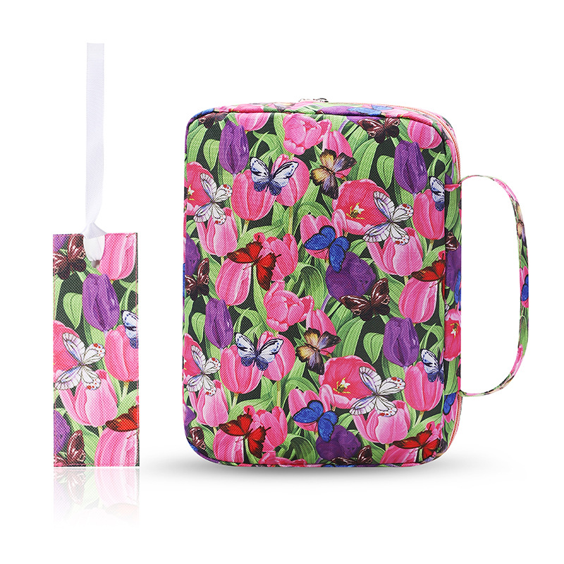 Bible Cover Case Floral Bible Cover Bag for Women, Stylish Functional Portable Bible Carrying Case Pockets Zipper Study: Clear
