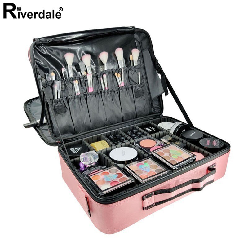 Frauen Wasserdicht Make-Up Fall Mehrstöckigen Große Kosmetikerin Kosmetik Organizer Professionelle Oxford Maniküre Fall