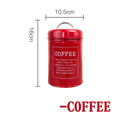 Pot de rangement de thé café sucre | Bocal de cuisine, boîte à sceau métallique, conteneur de scellage scandinave, pot de rangement de bonbons maison céréales poudre de lait: Red COFFEE