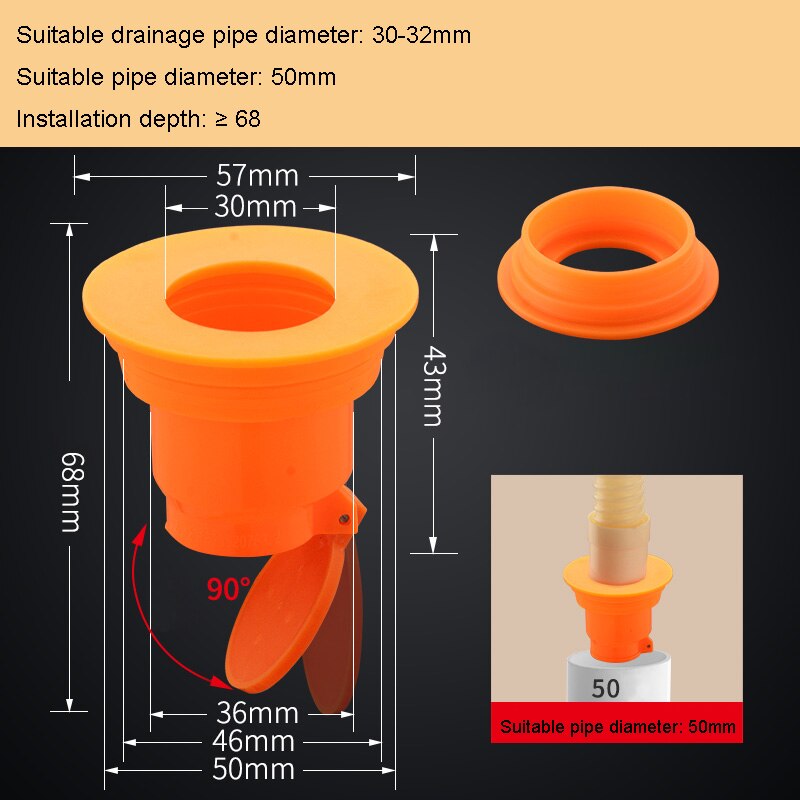 Desagüe de baño desodorante para desagüe de suelo, núcleo de drenaje, sello de sifón de fugas, tapón de bañera, accesorios para Fregadero, Rallo Desague Fregadero: B