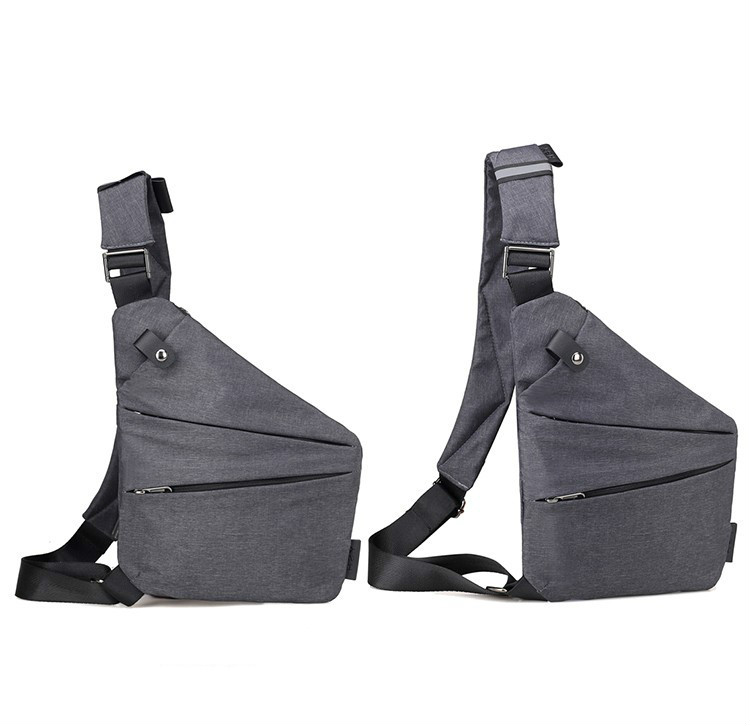 Mannen Reizen Zakelijke Fino Tas Inbraakpreventie Schoudertas Holster Anti Diefstal Beveiliging Band Digitale Opslag Borst Zak ZF10097: Dark gray Left