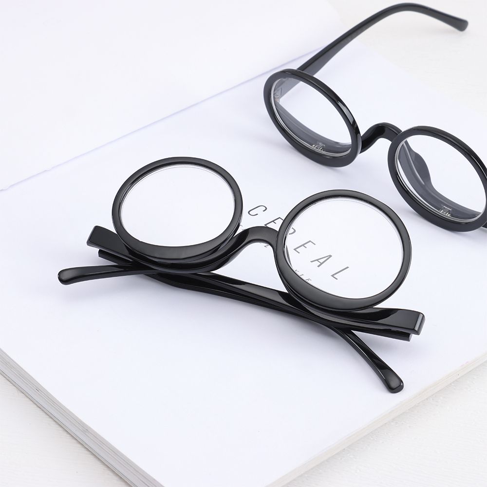 Rotating Magnifying Folding Magnification Eyeglasses Presbyopic Clamshell Makeup Eyewear Glasses Reading Glasses Lens +10~+40