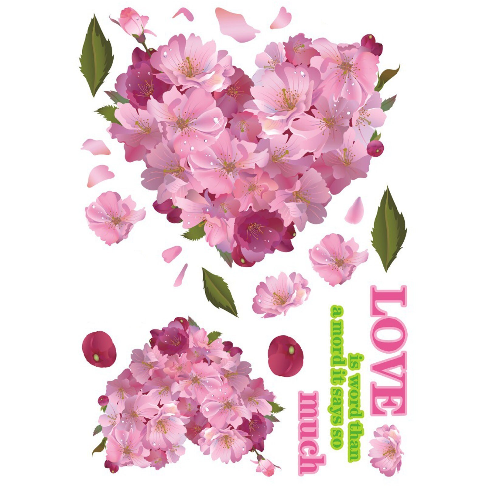 Lovely Happy Valentine's Day Rose Love Heart Wall Sticker Home 3D Wall Sticker Decoration DIY Decal Removable: Default Title