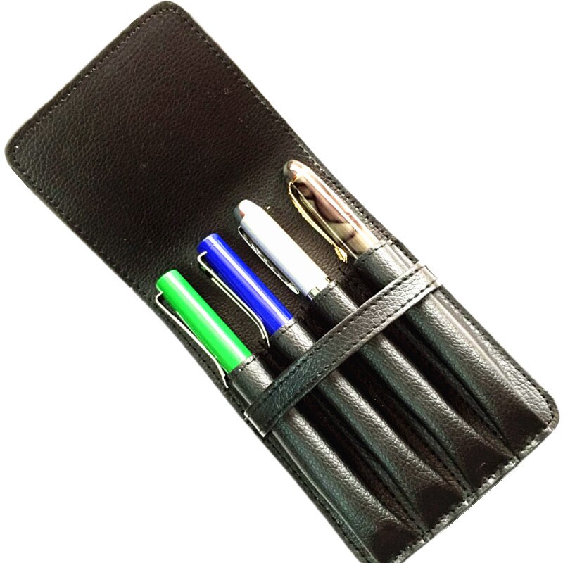 Farve blyanttaske lædertaske til luksus kuglepenne 4 slots springvand/kuglepen/rullebold penalhustaske 1 stk.