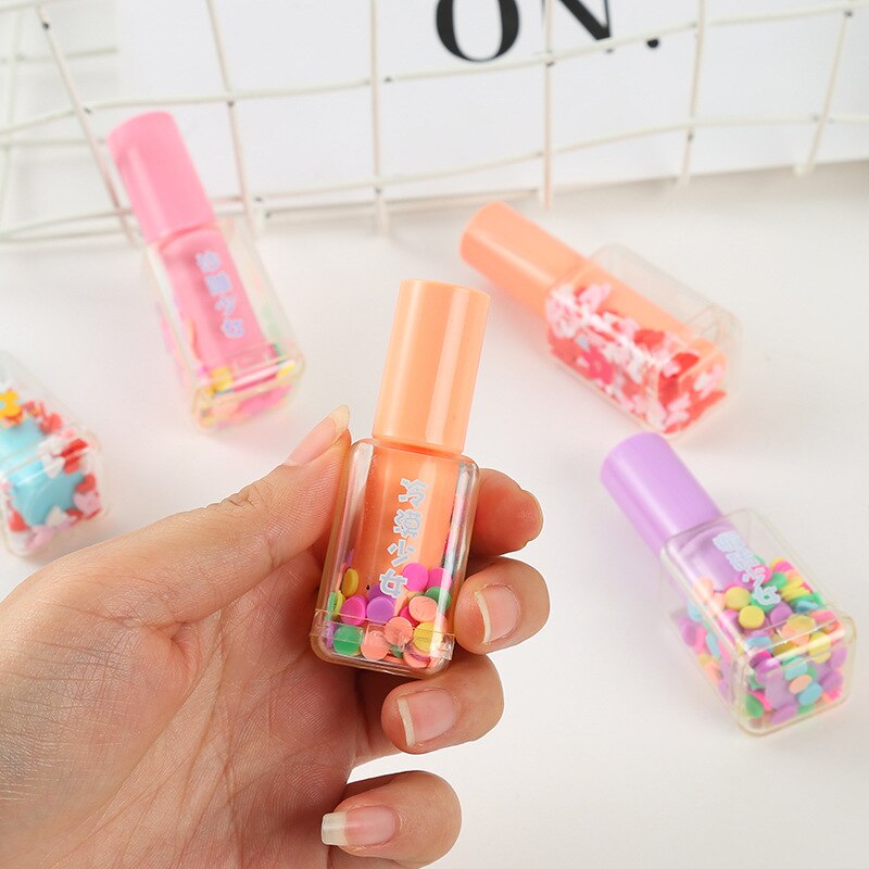 1 Pcs Nail Polish Bottle Highlighter Pen Cute Kawaii Graffiti Marker Paint Stationery Drawing Lovely Sweet Pens