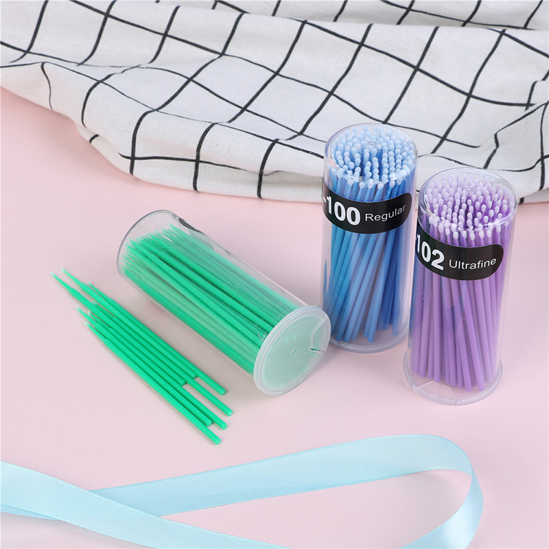 100 st/förpackning färgglada engångsborstar, individuell borttagningspinne, mikroborste, fransmakeup, ögonfransborstar, sminkverktyg