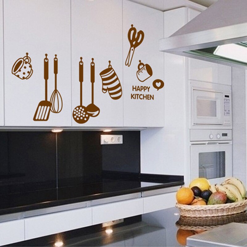 Küche Restaurant Geschirr Symbol kühlschrank Zauberstab aufkleber Wasserdichte Vinyl Zauberstab dekorative aufkleber PVC Abnehmbare für Wohnkultur