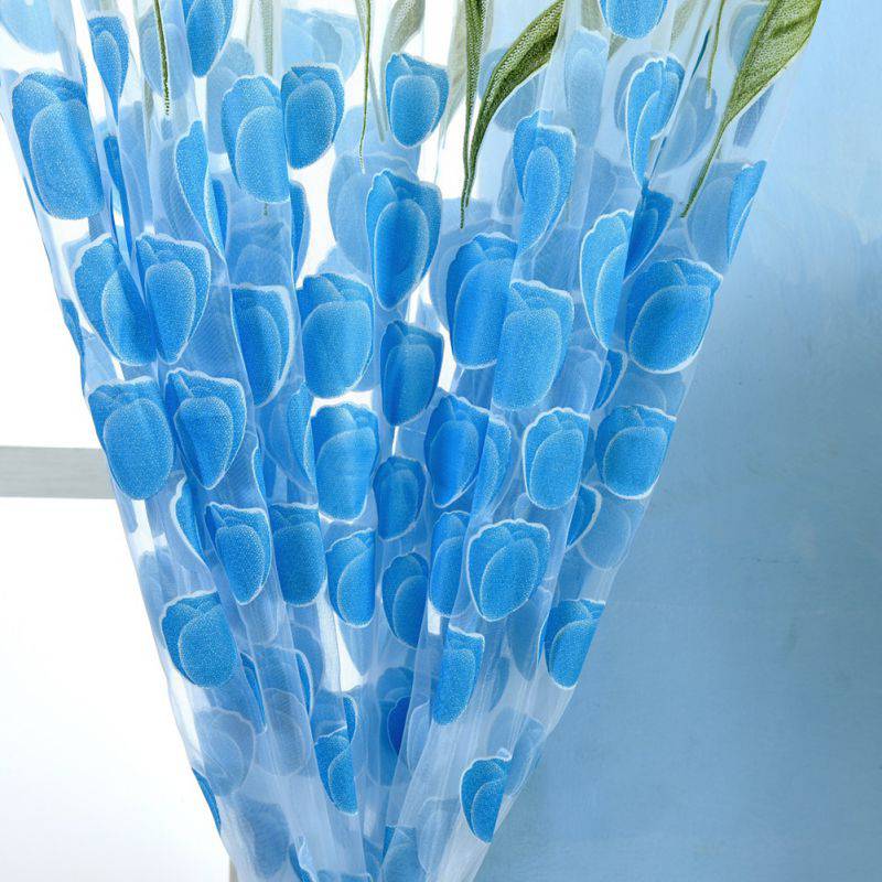 Tulle Curtains for The Kitchen Living Room Fabric Voile Window Bedroom Tulip Printed Balcony Sun Shading