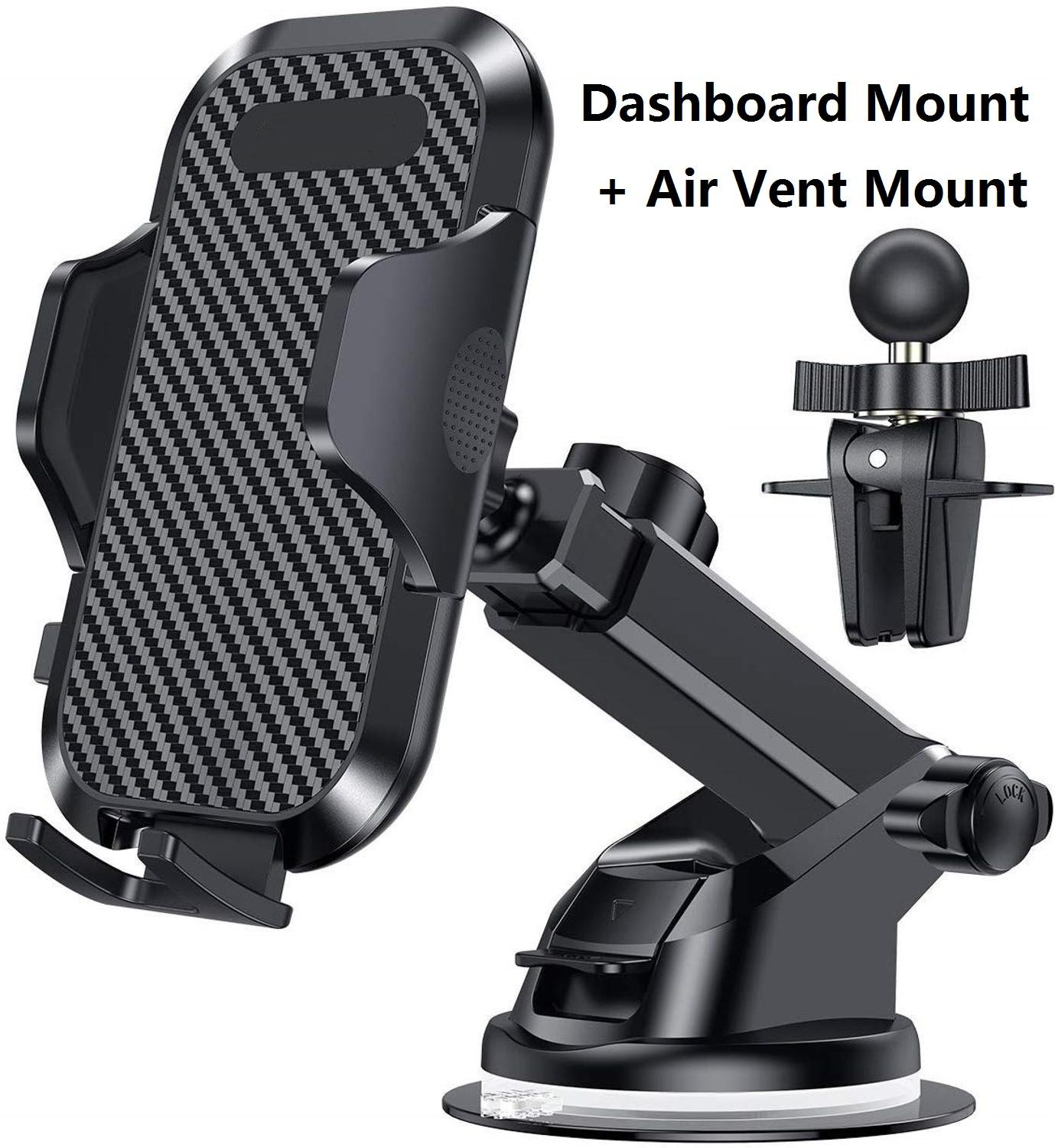 Car Phone Mount with Dashboard+Air Vent Cell Phone Holder 2 in 1, Long Arm Strong Suction Car Phone Holder,Compatible All Phones: Default Title