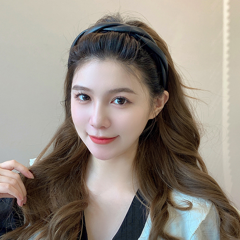 Diadema de cuero PU para mujer, turbante trenzado antideslizante, accesorios para el cabello Vintage, nueva