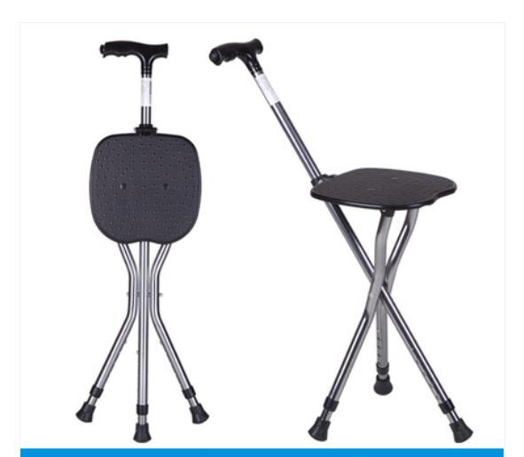 Saat-bâton de marche en métal | Ancien canne, chaise de béquille, tabouret de béquille pliable, portable, avec un tabouret