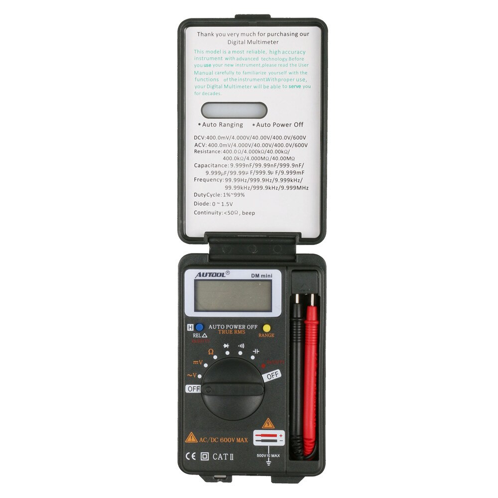 Autool Dm Mini Digitale Multimeter Met 4000 Displays, Dc/Ac Voltmeter, Ncv Ohm Capaciteit, hz Weerstand, Auto Voltmeter Test