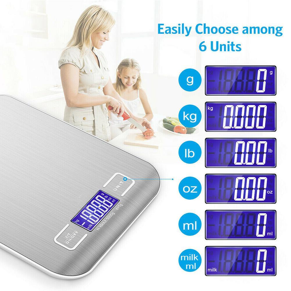 Household Digital Kitchen Scale Electronic Stainless Scales Food Steel Measuring Tools Weight Balance F5F8