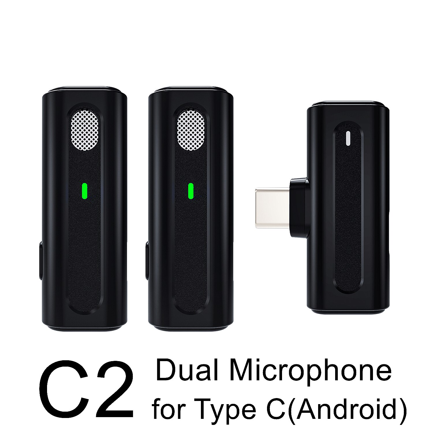 Lavalier Wireless Microphone for iPhone Android Microphone with Charging Case with Vlog Audio Video Recording: C2 Type C Dual Mic