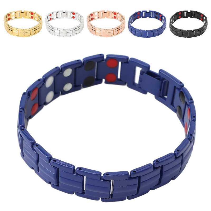 Titan Stahl Therapie Armbänder Magnet Therapie Armbänder reduzieren statisch Elektrizität verbessern Schlaf doppelt Reihe Magnete Pro Männer Pro