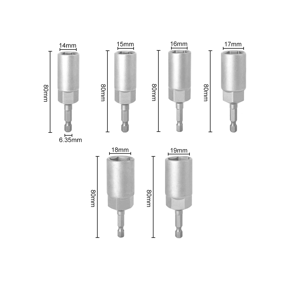 Length Deepen Impact Socket Adapter 5-19mm Power Nut Driver Socket Set 1/4-inch Hex Shank Screwdriver Key Head Hand Tool 1PC: PURPLE