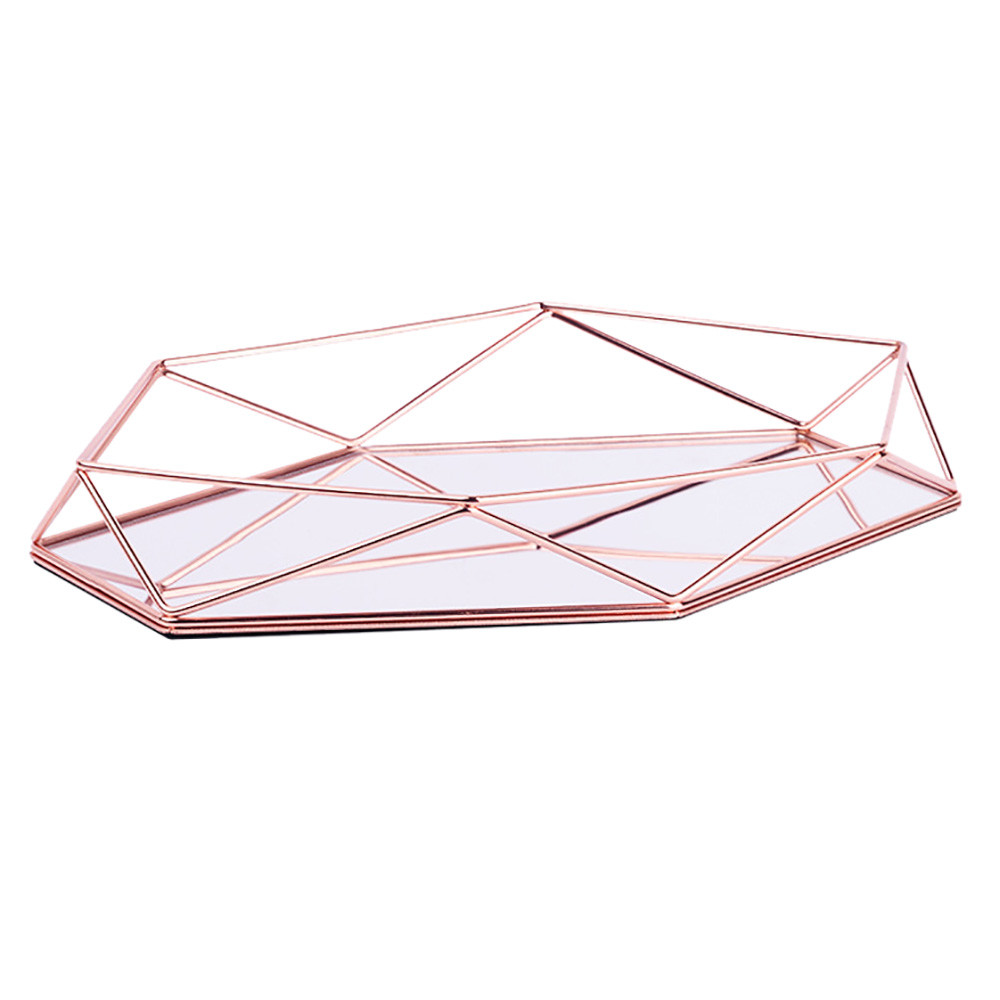 Cesta geométrica de alambre para frutas y verduras, tazón de Metal, almacenamiento de cocina, exhibición de baño, cesta multiusos: Gold 