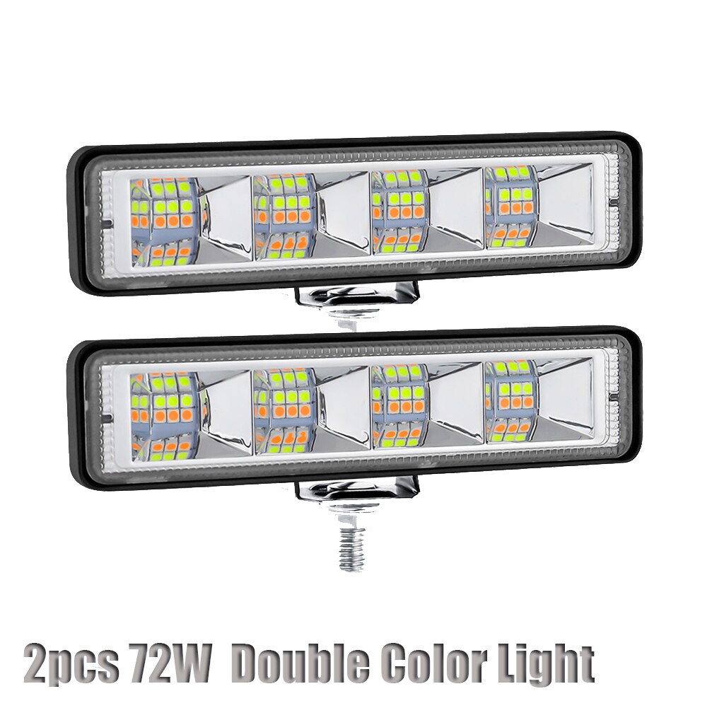 LED Scheinwerfer 12-24V Für Auto Motorrad Lkw Boot Sattelzug Offroad Arbeits Licht LED Arbeit Licht Scheinwerfer: 2pcs 72w two-color