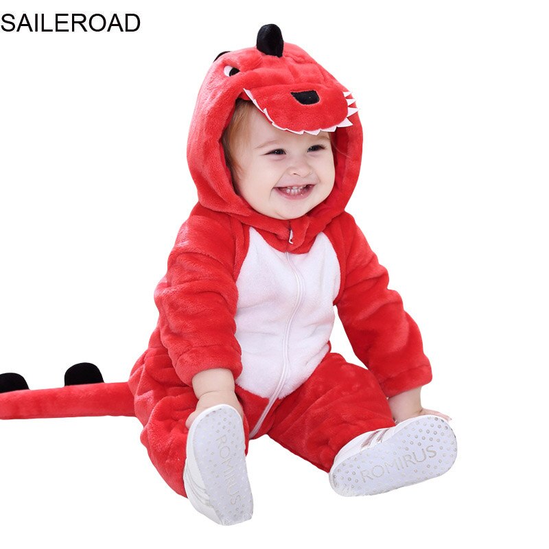 SAILEROAD – robe de nuit en flanelle, dessin animé, dinosaure, pyjama pour bébé, garçons, filles, combinaison Kigurumi, tenues, costume rampant