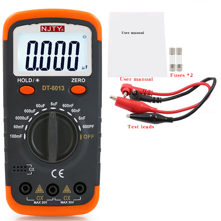 NJTY DT6013 High Precision Digital Capacitance Meter for Measuring Capacitor Capacity: Default Title