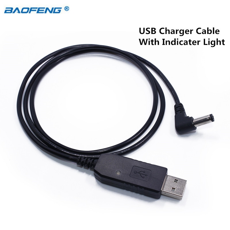 Originele Draagbare Usb Lader Kabel Met Indicatielampje Voor Baofeng UV-5R, UV-82, BF-F8HP, GT-3, UV-9R Plus Walkie Talkie Ham Radio