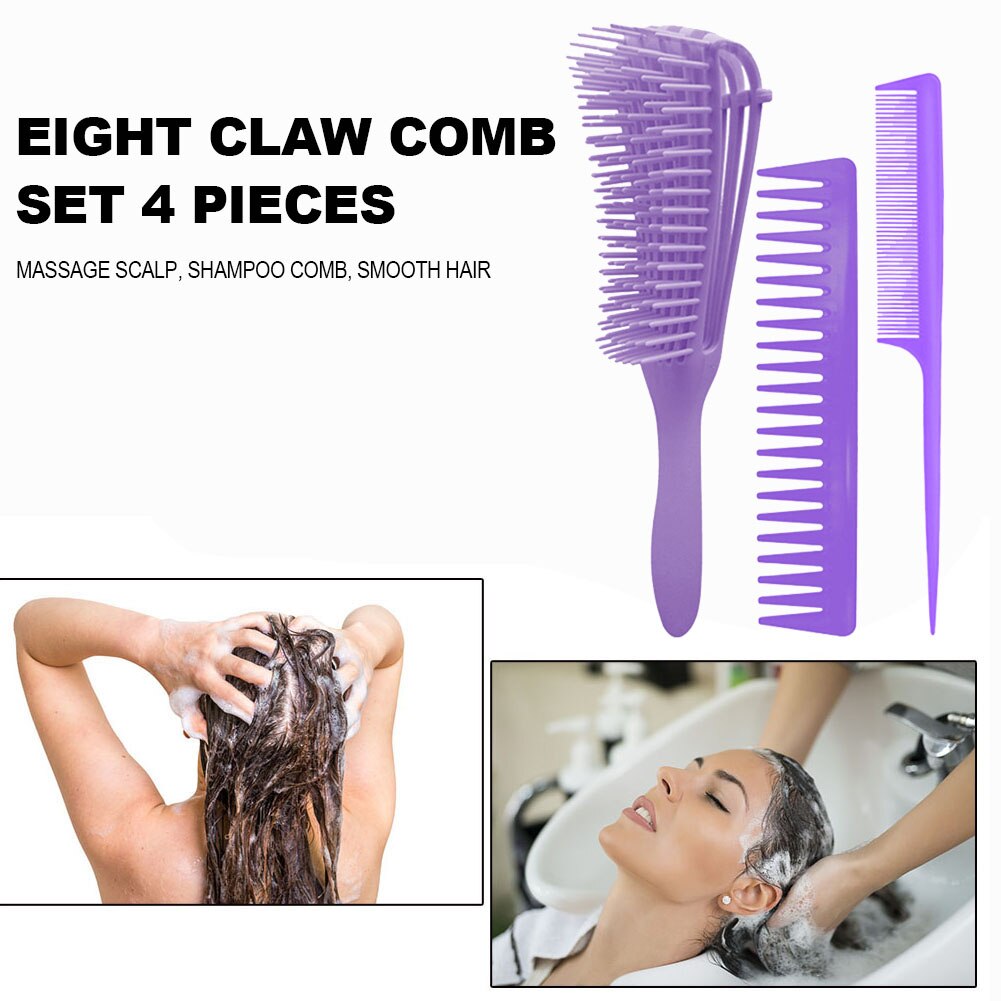4 stücke Haar Pinsel Friseur Kopfhaut Massage Krake Kamm Glatte Haar Spitzen Schwanz Kamm Haribush für Frauen Männer