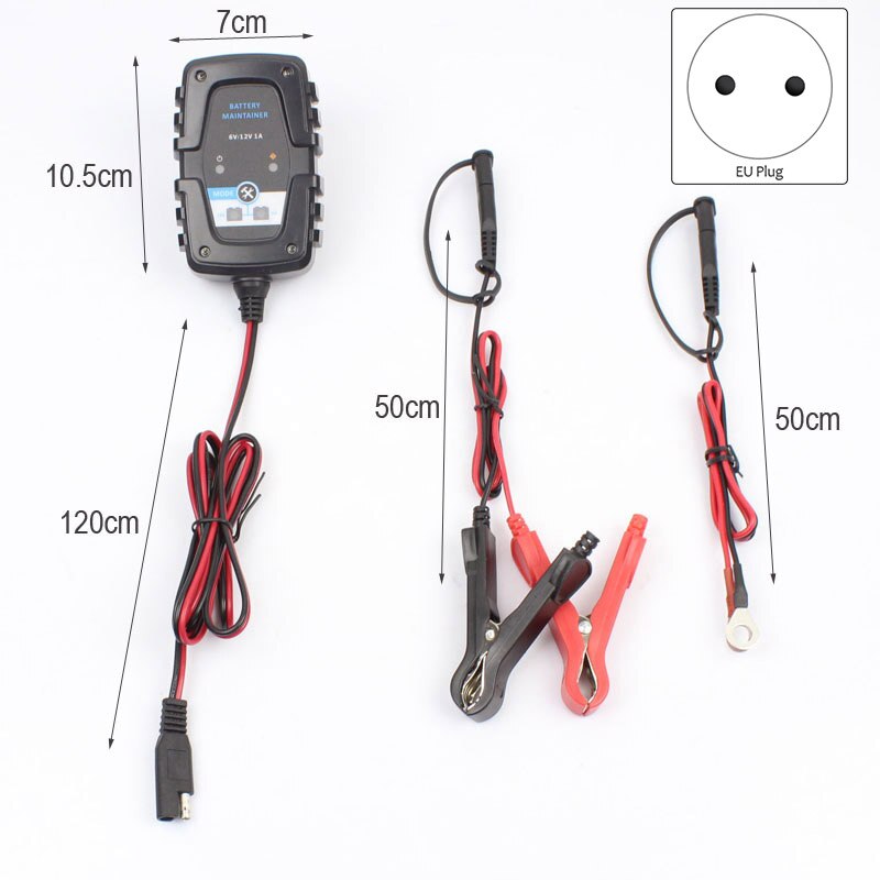 6V/12V 1A Smart Automatische Acculaders Automotive Batterij Float Laders Beheerder Voor Auto, motorfiets Eu Plug