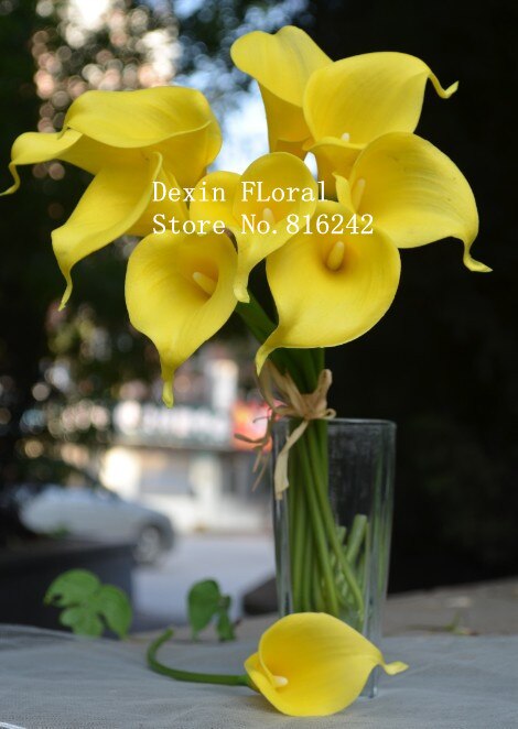 Calla Lilies Natural Real Touch Flowers Picasso Purple White Calla Lily For Wedding Bouquets Centerpieces: yellow