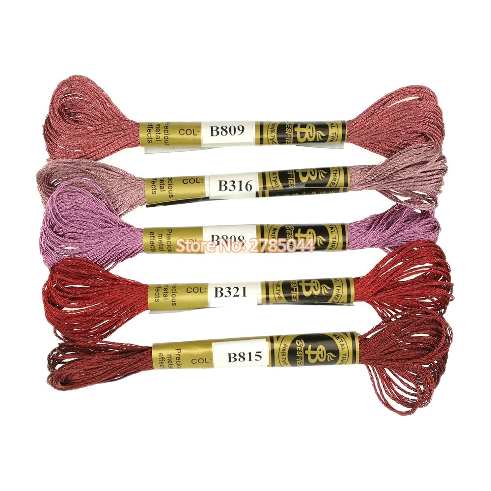Sanbest Metallic Cross Stitch Thread Shiny Effect Embroidery Threads DIY Decor Hand Knitting Crafts Floss Sewing TH00042: New Combo 04