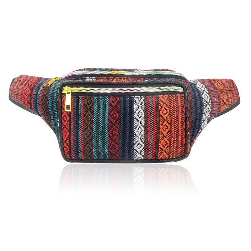 Kf-kvinner etnisk fanny pack retro vintage rumpe vesker reise fotturer midje belte veske fanny pack for kvinner midje bag: En