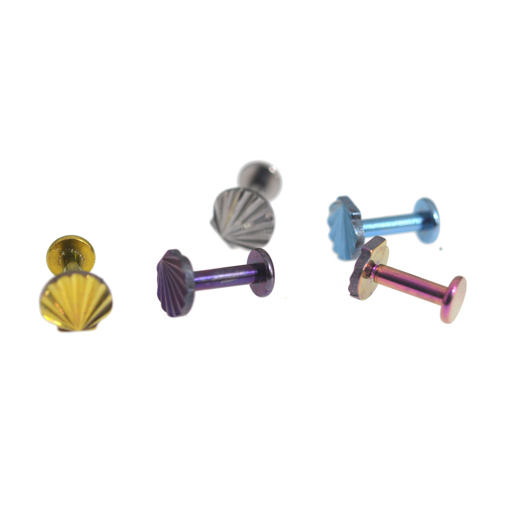 Piercing de cartílago de luna de concha anodizada de titanio G23 de 16G, hélice de oreja, joyería corporal, ASTM F136, tornillo de rosca interna, Labret