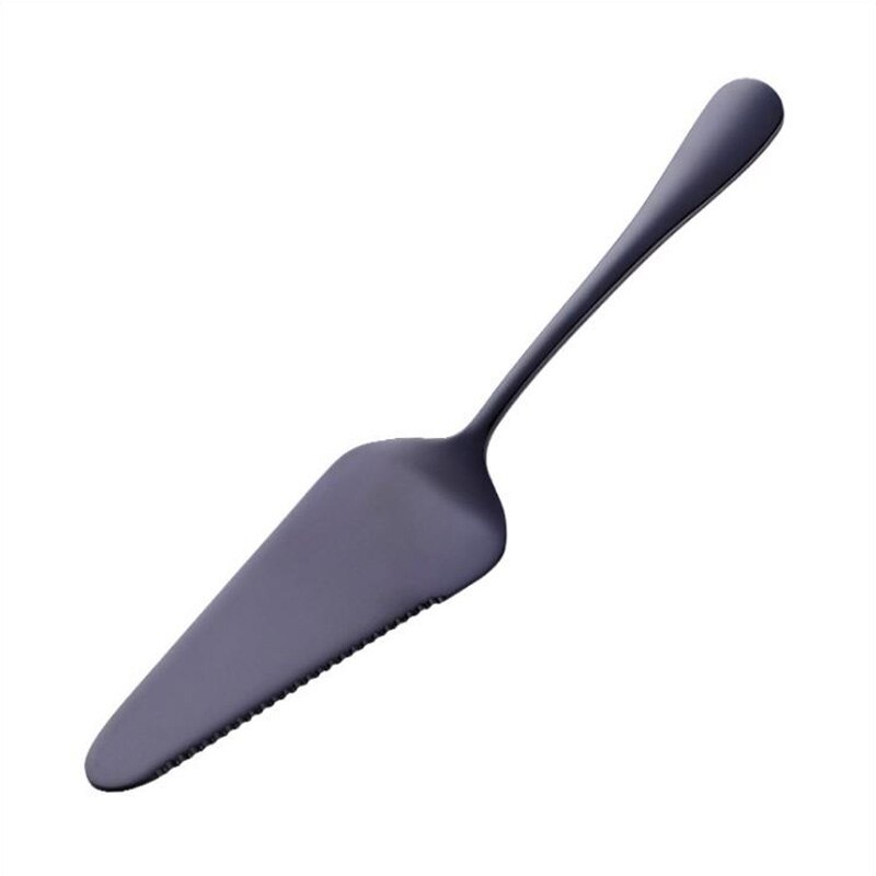 Kleurrijke Roestvrij Staal Gekarteld Rand Cake Server Blade Cutter Pie Pizza Schop Taart Spatel Bakken Tool: Black