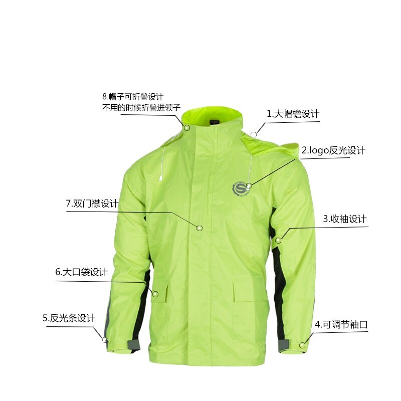 Waterproof suit women / men with rain poncho hood S-3XL hiking fishing rain clothes