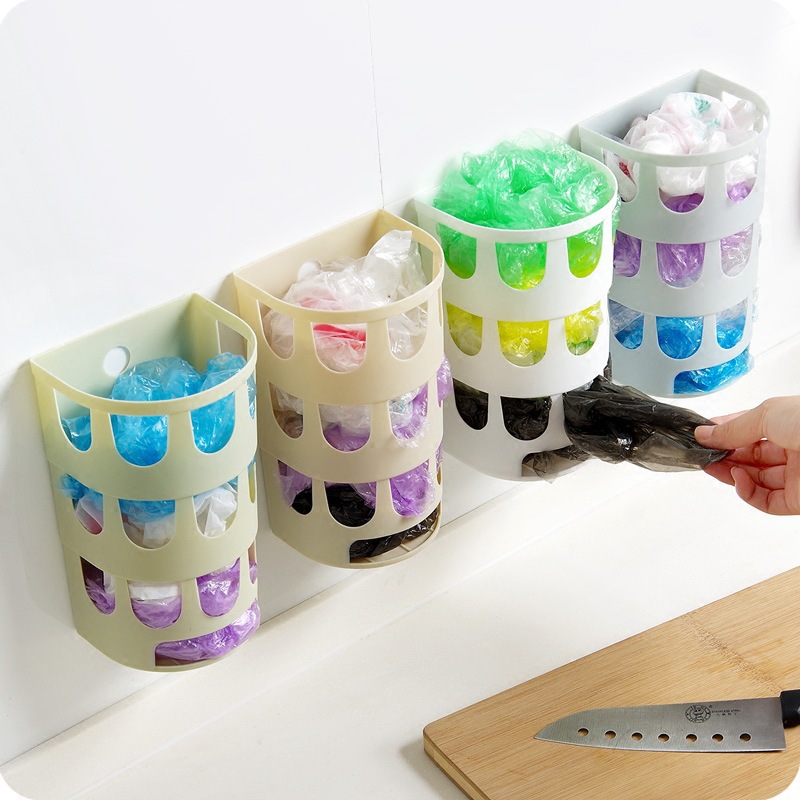 Shopping Plastic Carrier Bag Storage Holder Dispenser Rack Hanging Storage Box Organizer Rack Kitchen Accessories