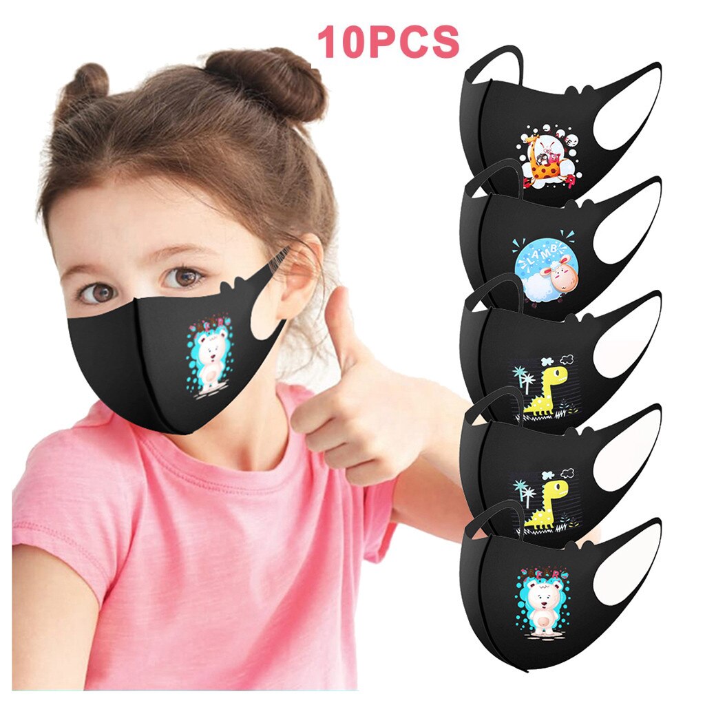 Маски 1\5pcs Children Ski Fasemask Washable Cartoon Lovely Printed Cover Reusable Washable Bandana Mascarillas Navidad