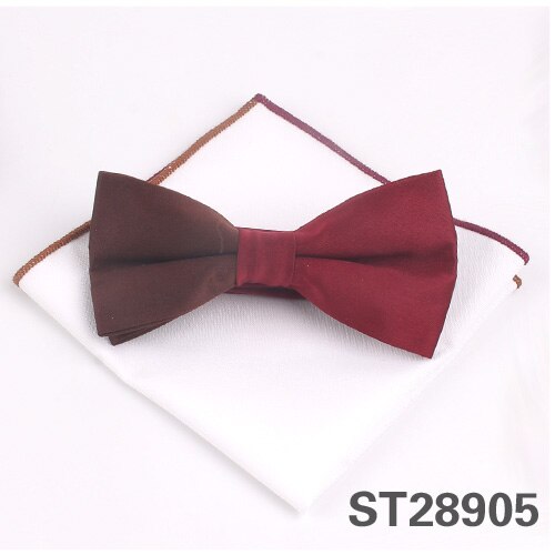 Solid Bowtie and Pocket Square Set Patchwork Bow Tie Suits Hanky Sets For Men Adult Ties Handkerchiefs Towels Scarves: ST28905