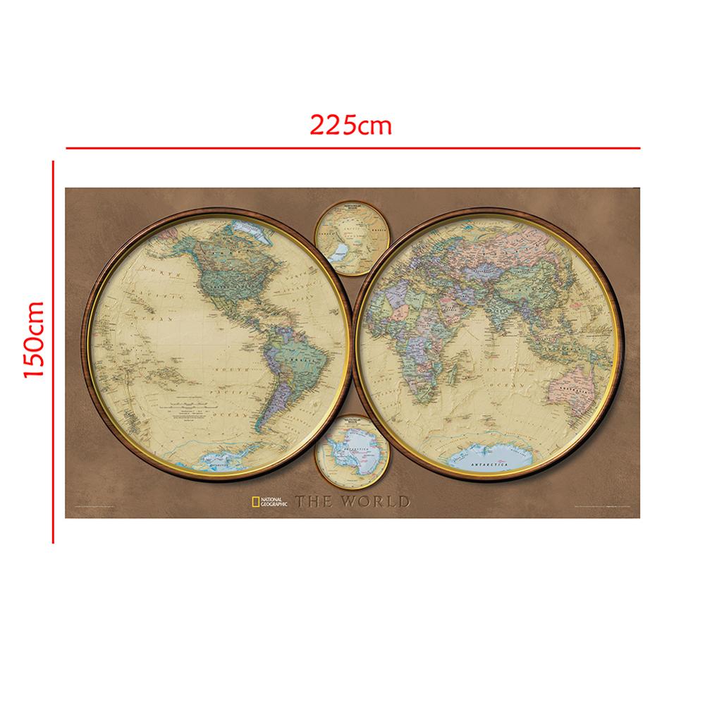 150x225cm Retro Style World Map Non-woven Fun Map Decorative Map For Home Decor