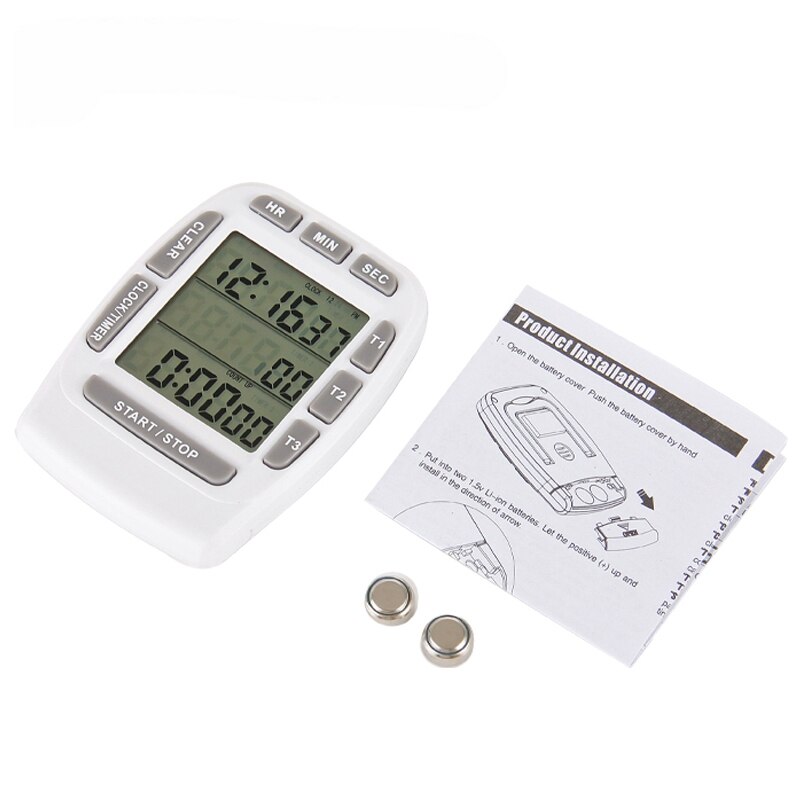 LCD Multi-Channel Digital Kitchen Timer Time CountDown Laboratory 3 Channel Timers 99 Hours Time Counting Device