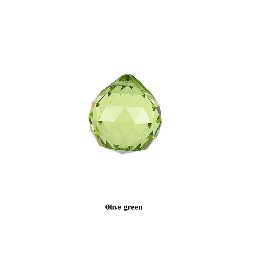 20/30/40mm cor múltipla bola de iluminação cristal feng shui lâmpada prisma bola arco-íris sun catcher casa decoração festa casamento ornamento: 20MM Olive green