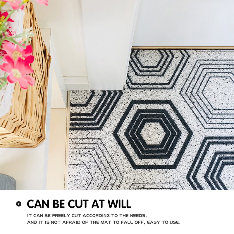 Geometric polygon printed pvc door mat home entrance dust-proof anti-slip carpet floor kitchen bathroom rug washable can be cut