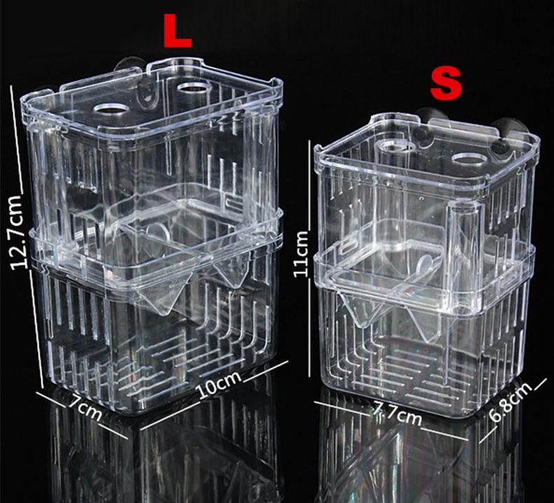 2 Size Acrylic Aquarium Floating Breeding Box Double Layers Fish Tank Aquariums For Guppy Betta Breeding Hatchery Isolation: L