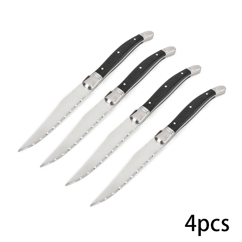 2/4/6pcs 9&#39;&#39; Laguiole Style Black Wood Dinner Knife Stainless Steel Steak Knives Table Knifes Restaurant Bar Dinnerware Set: 4pcs steak knives