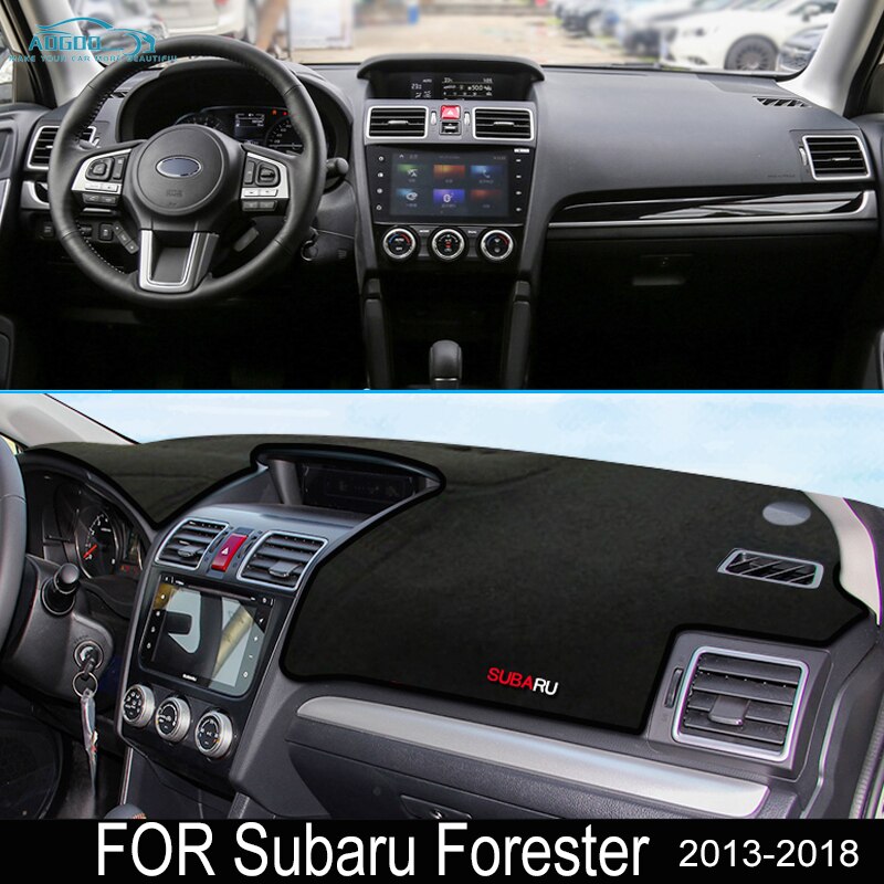 For Subaru Forester Anti-Slip Mat Dashboard Cover Carpet Sunshade Dashmat Accessories SG SH SJ SK: 2013-2018 Black